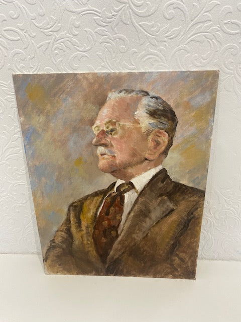 Gent in brown suit - oil on board