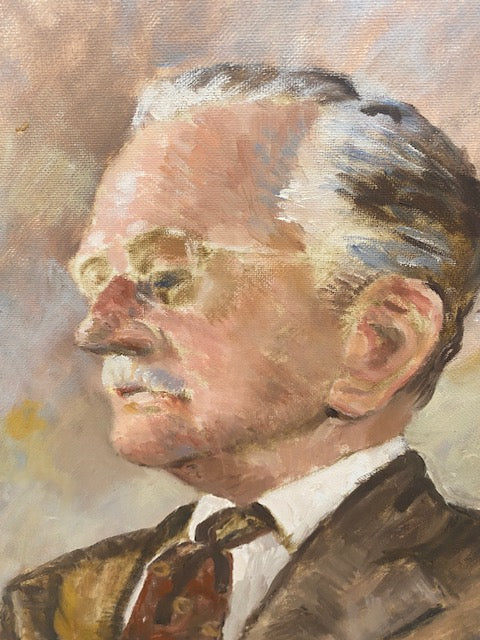 Gent in brown suit - oil on board