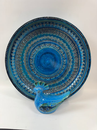 Bitossi Rimini Blue Ceramic Charger Plate by Aldo Londi | Italian Mid-Century Design