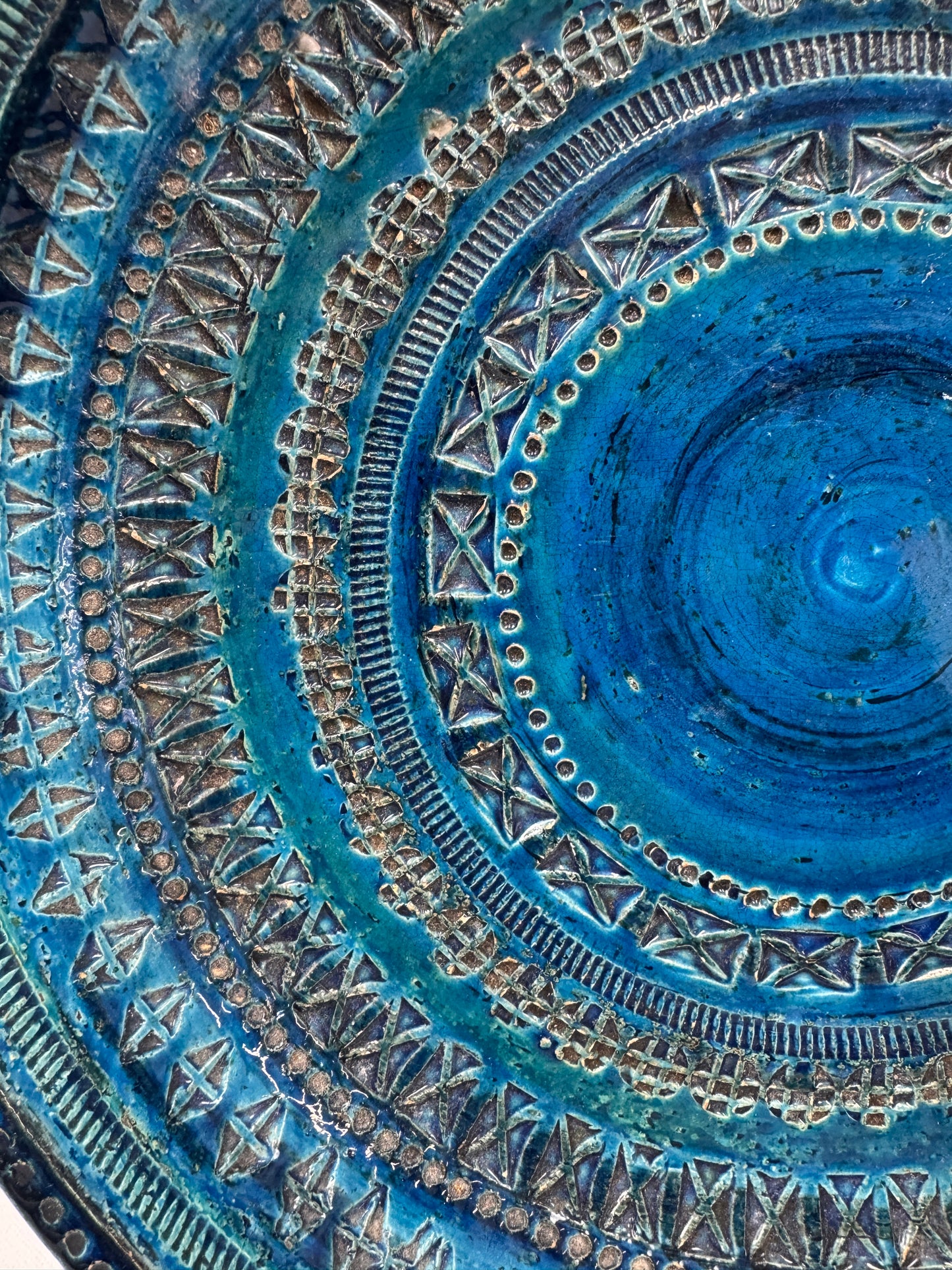 Bitossi Rimini Blue Ceramic Charger Plate by Aldo Londi | Italian Mid-Century Design