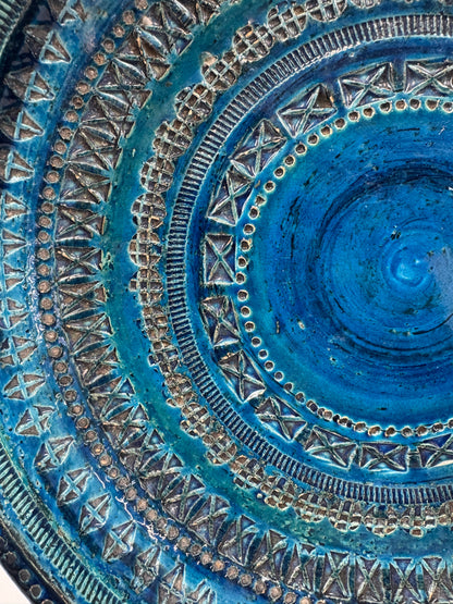 Bitossi Rimini Blue Ceramic Charger Plate by Aldo Londi | Italian Mid-Century Design