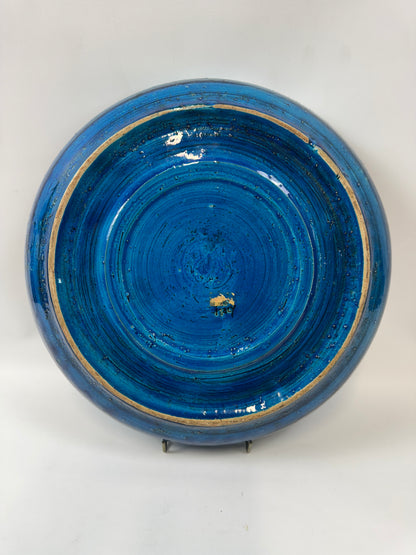 Bitossi Rimini Blue Ceramic Charger Plate by Aldo Londi | Italian Mid-Century Design