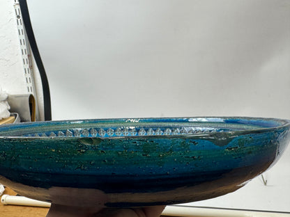 Bitossi Rimini Blue Ceramic Charger Plate by Aldo Londi | Italian Mid-Century Design