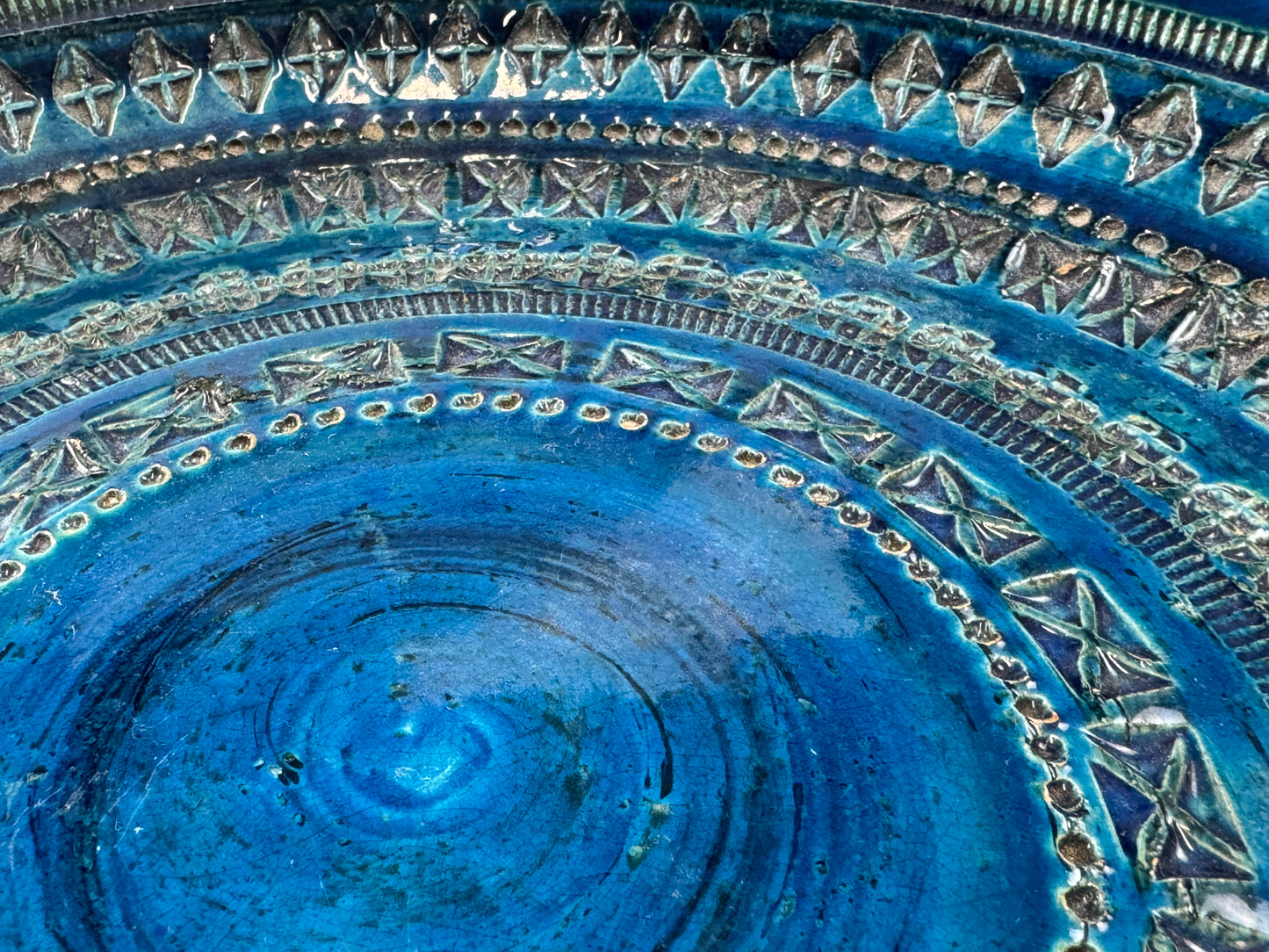 Bitossi Rimini Blue Ceramic Charger Plate by Aldo Londi | Italian Mid-Century Design