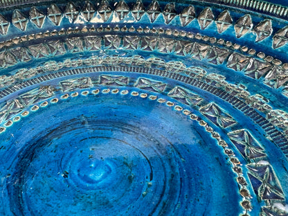 Bitossi Rimini Blue Ceramic Charger Plate by Aldo Londi | Italian Mid-Century Design