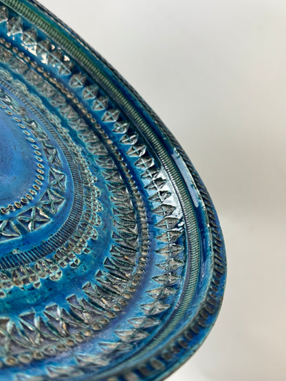 Bitossi Rimini Blue Ceramic Charger Plate by Aldo Londi | Italian Mid-Century Design