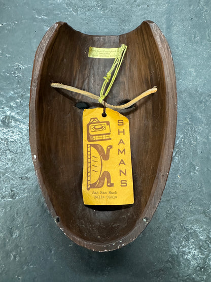 Canadian Shaman’s Tribal Mask – Handcrafted Ceramic – Terracotta, Brown & Aqua (15 x 24.5 cm)