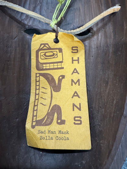 Canadian Shaman’s Tribal Mask – Handcrafted Ceramic – Terracotta, Brown & Aqua (15 x 24.5 cm)