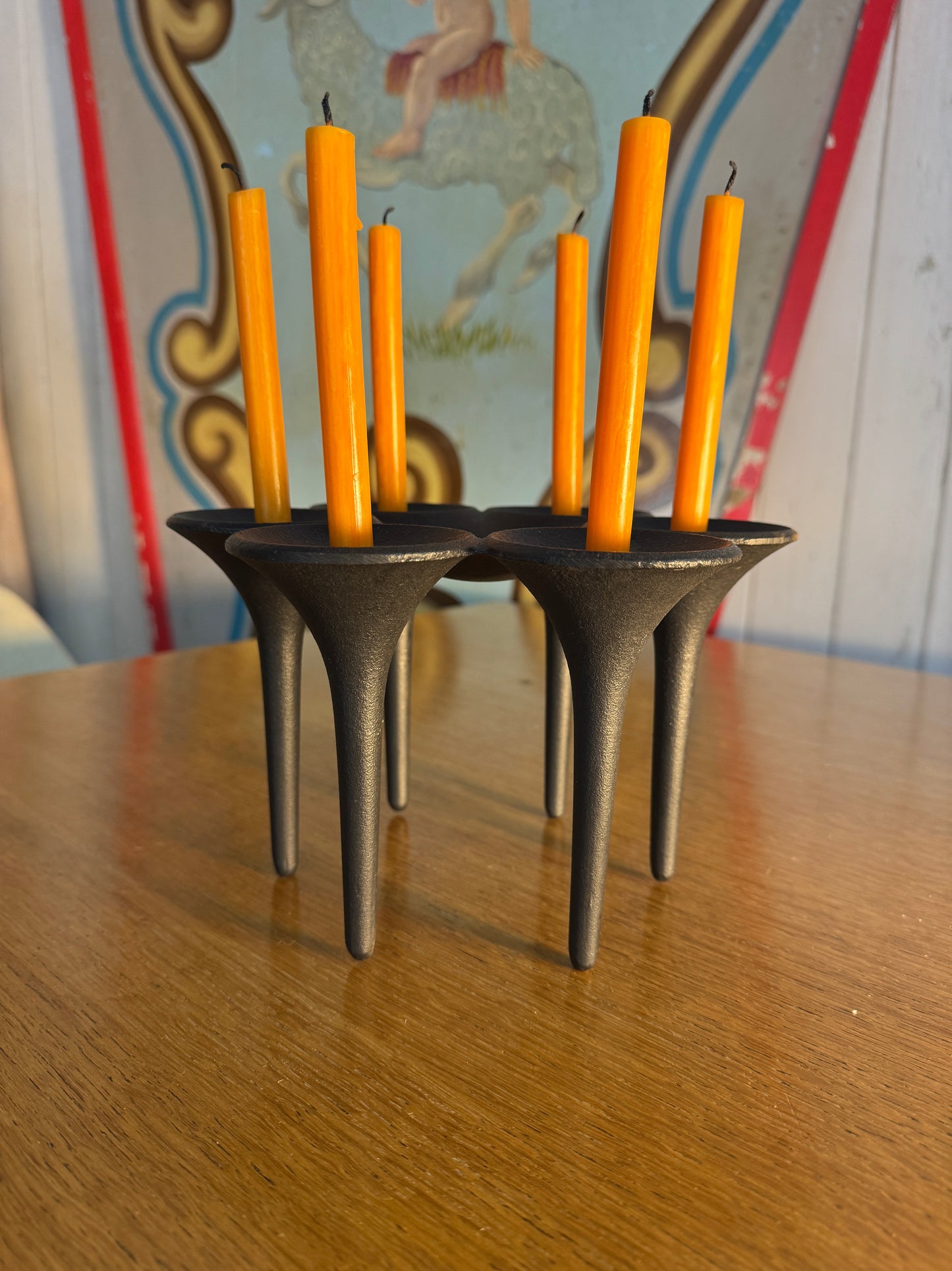 Christel & Christer Holmgren “Hornblower” Cast Iron Candle Holder – 1970s Danish Vintage Scandi Design