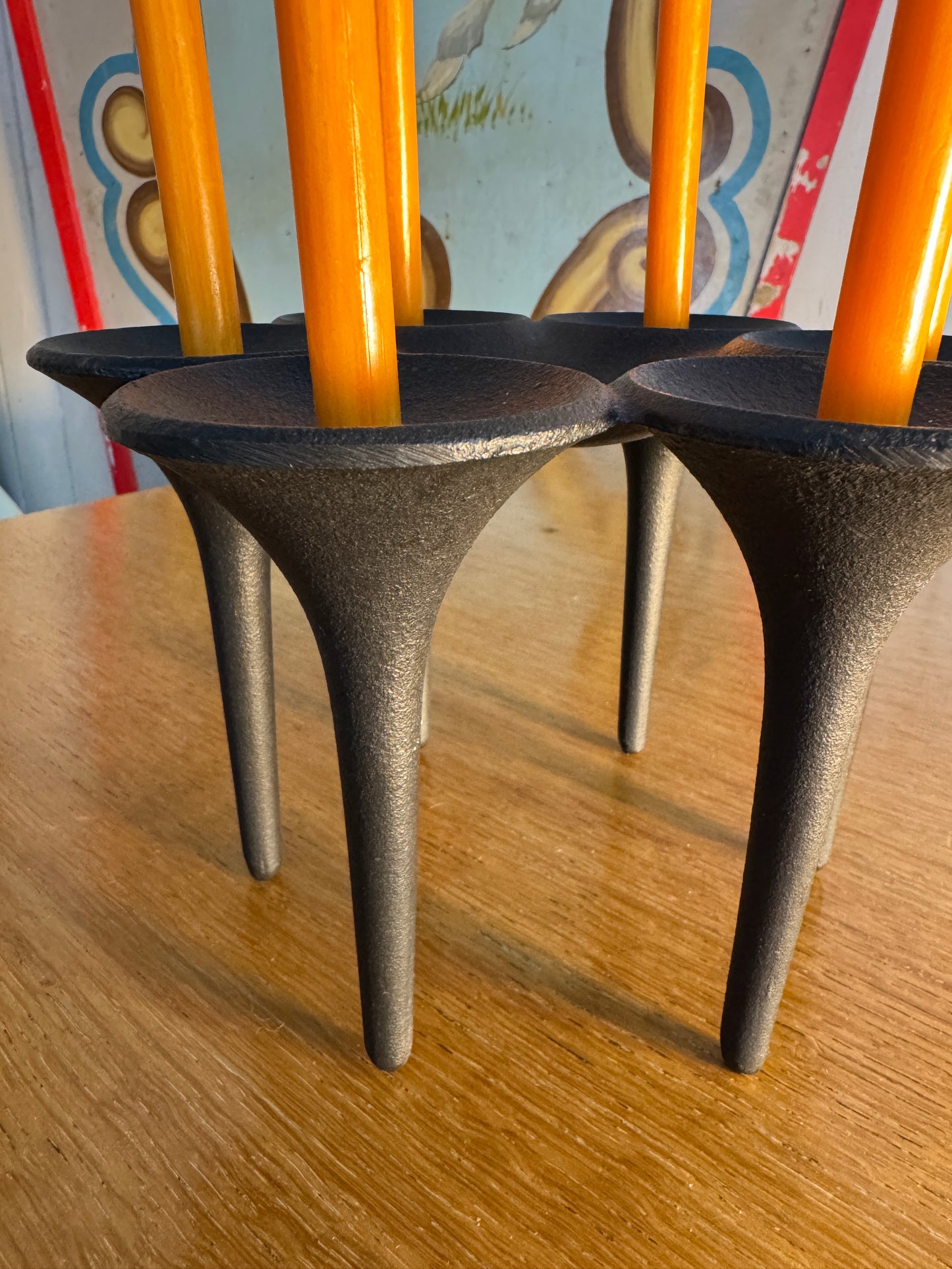 Christel & Christer Holmgren “Hornblower” Cast Iron Candle Holder – 1970s Danish Vintage Scandi Design