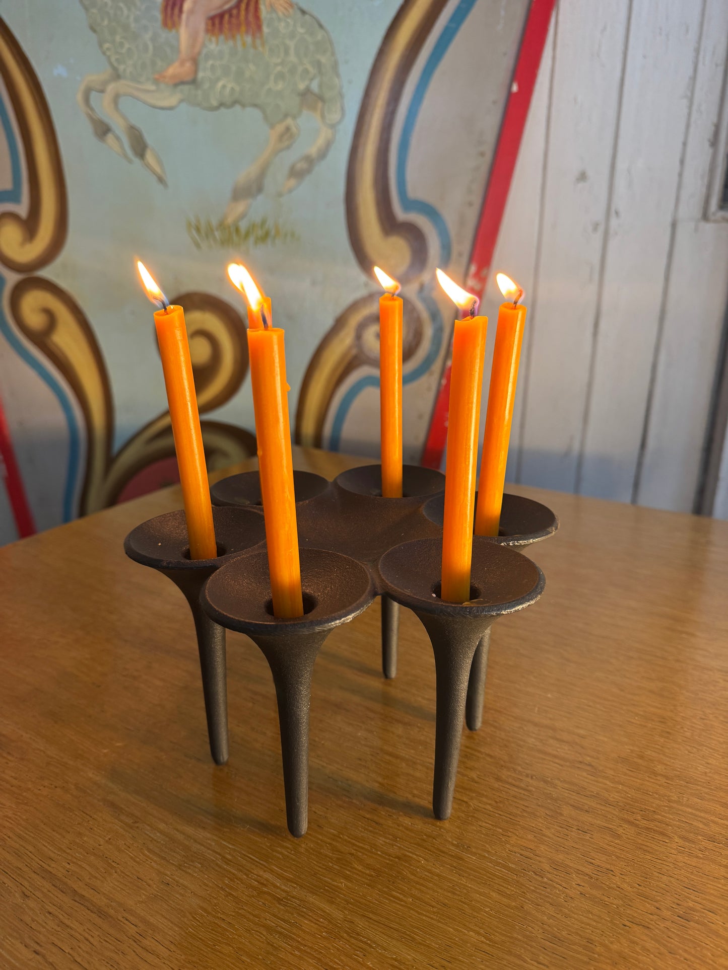 Christel & Christer Holmgren “Hornblower” Cast Iron Candle Holder – 1970s Danish Vintage Scandi Design