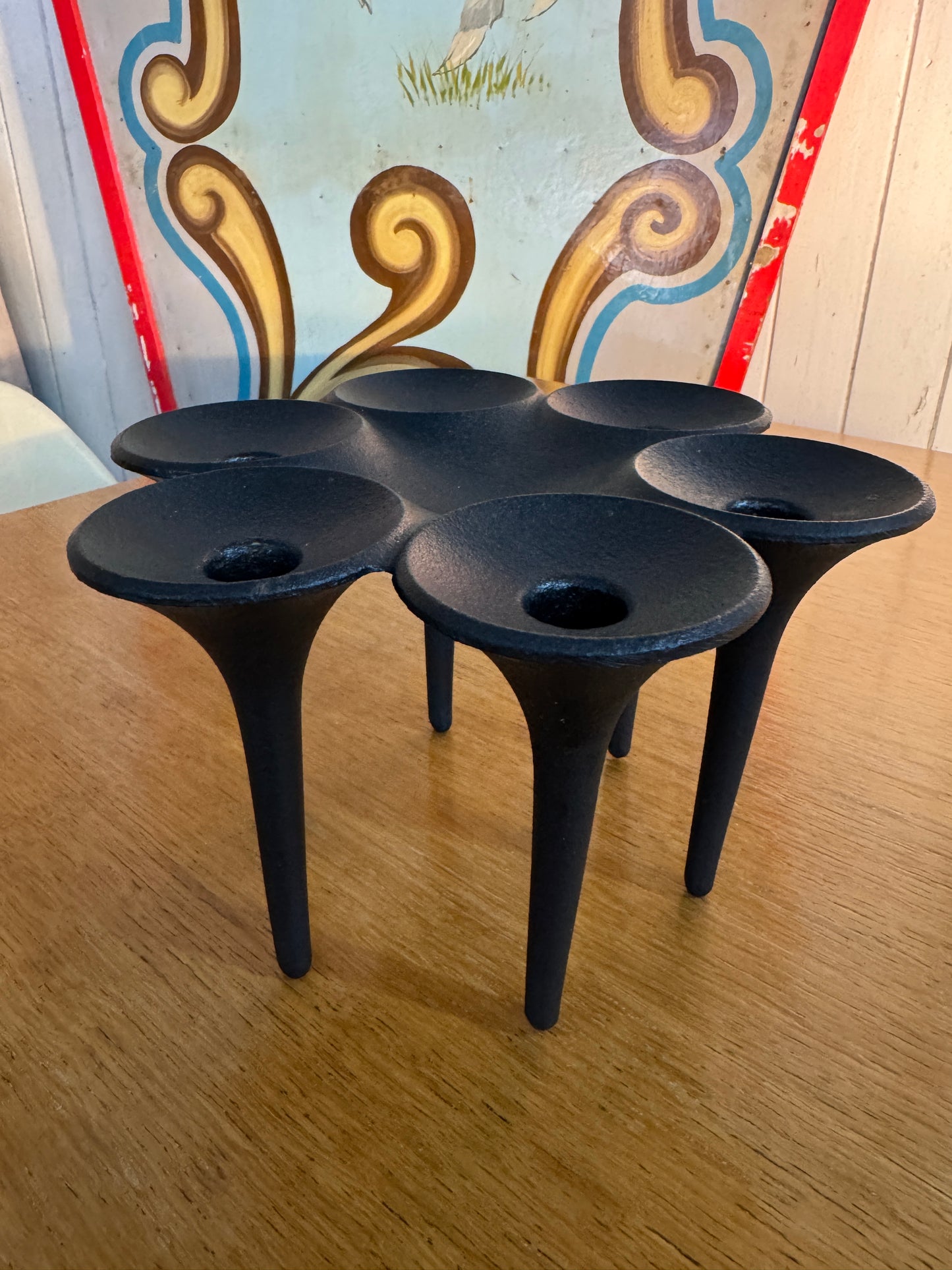 Christel & Christer Holmgren “Hornblower” Cast Iron Candle Holder – 1970s Danish Vintage Scandi Design