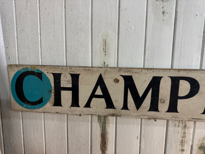 Vintage 1950s Champion Auto Stores Hand-Painted Wooden Sign – Automotive Advertising Memorabilia