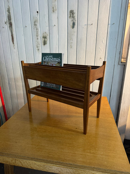 Mid-Century Danish Teak Magazine Rack – 1960s Scandinavian Modern Design