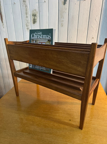 Mid-Century Danish Teak Magazine Rack – 1960s Scandinavian Modern Design