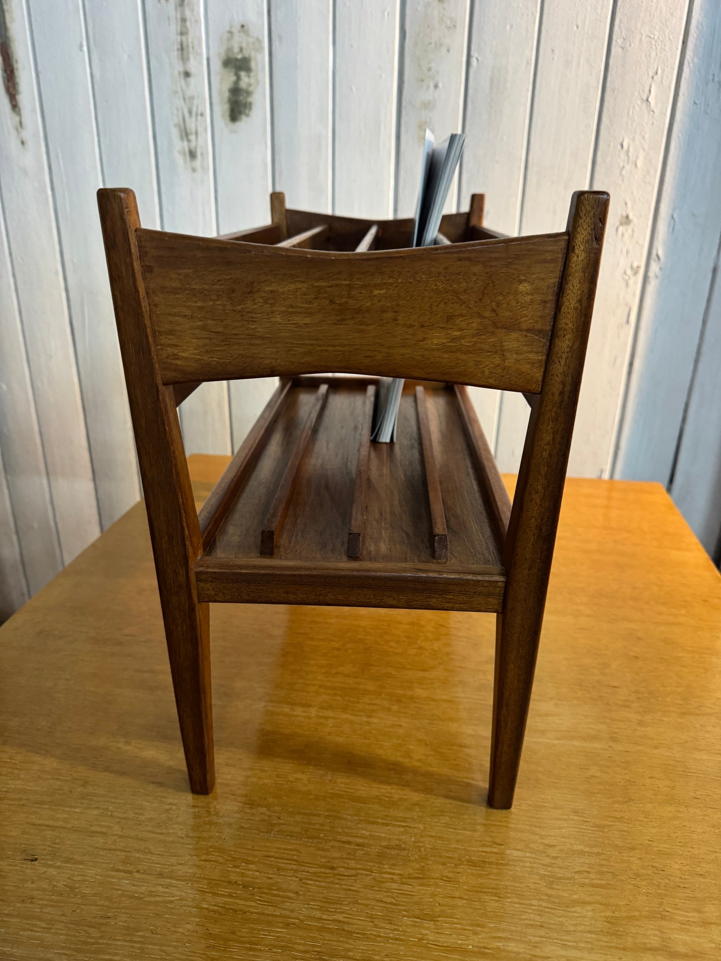 Mid-Century Danish Teak Magazine Rack – 1960s Scandinavian Modern Design