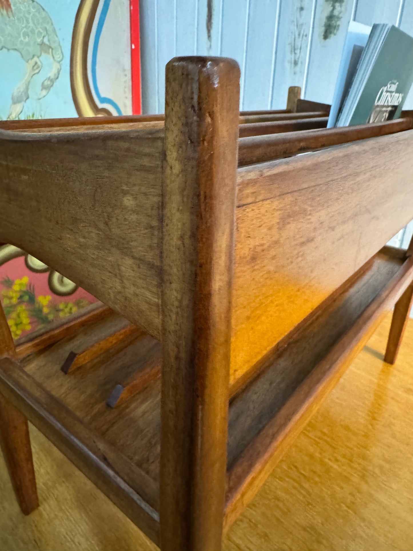 Mid-Century Danish Teak Magazine Rack – 1960s Scandinavian Modern Design