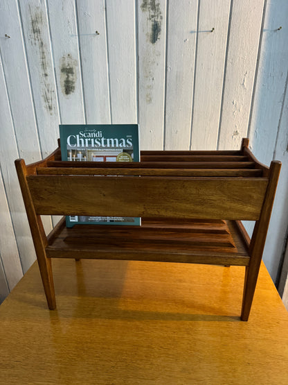 Mid-Century Danish Teak Magazine Rack – 1960s Scandinavian Modern Design