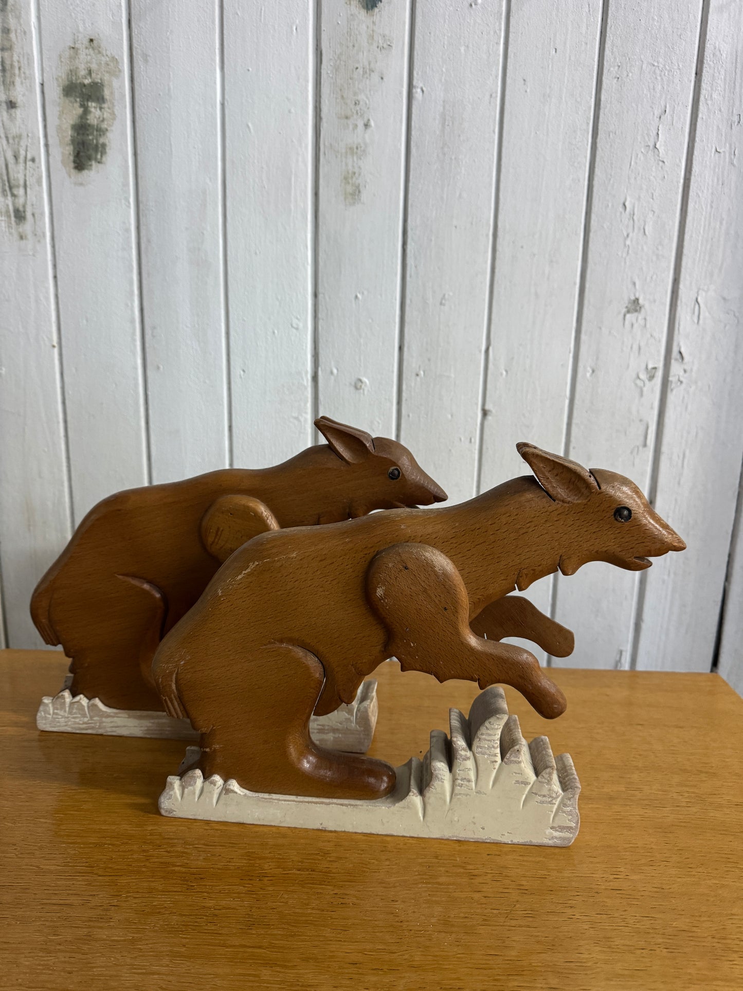 Vintage Flemish Wooden Rodent Models with Metal Eyes – 1960s Folk Art School Display Figures