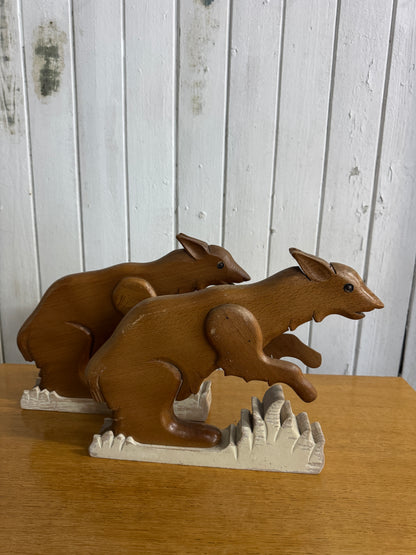 Vintage Flemish Wooden Rodent Models with Metal Eyes – 1960s Folk Art School Display Figures