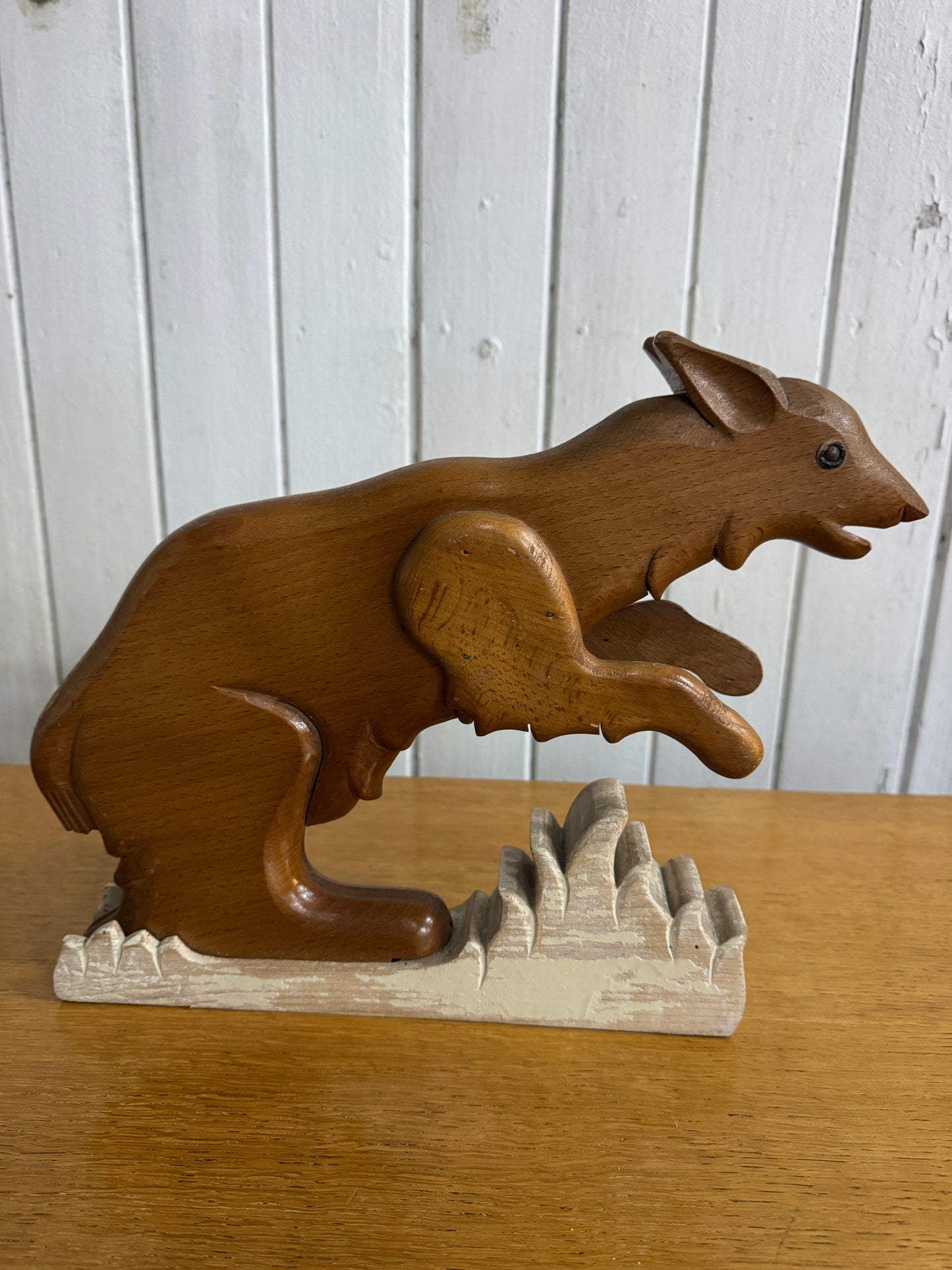 Vintage Flemish Wooden Rodent Models with Metal Eyes – 1960s Folk Art School Display Figures