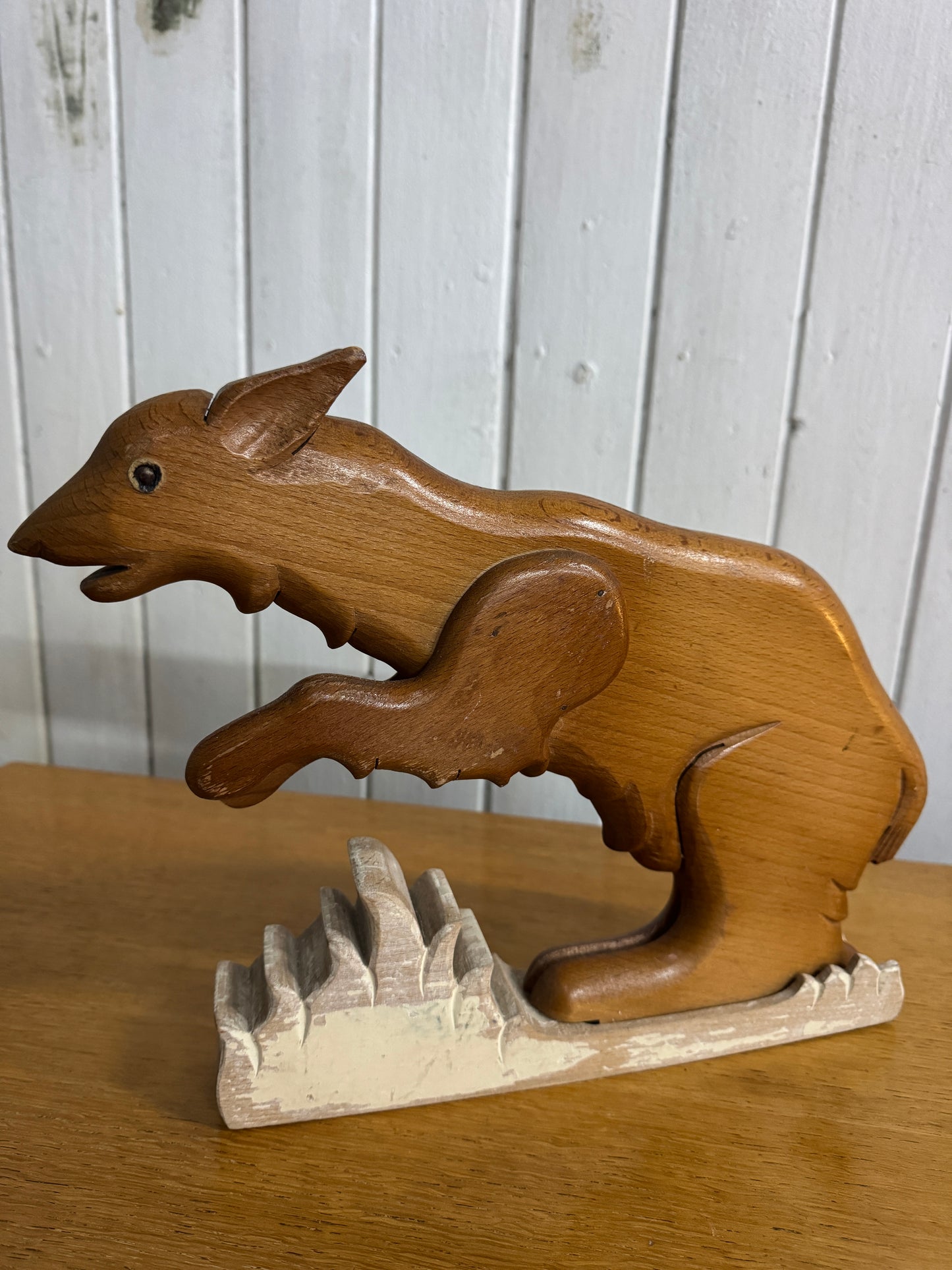 Vintage Flemish Wooden Rodent Models with Metal Eyes – 1960s Folk Art School Display Figures