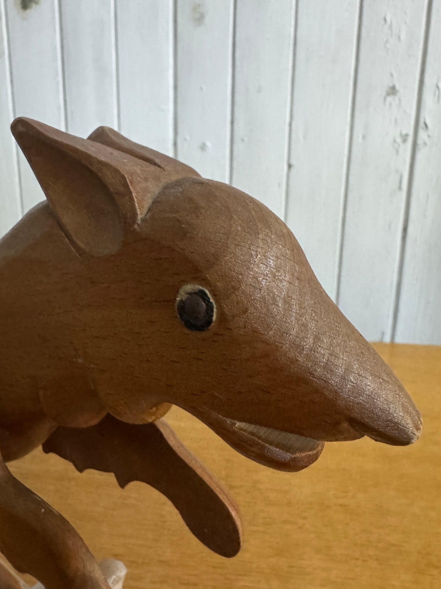 Vintage Flemish Wooden Rodent Models with Metal Eyes – 1960s Folk Art School Display Figures