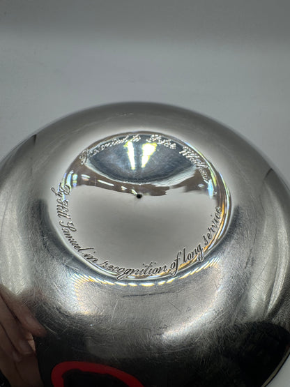 Brutalist Solid Silver Rose Bowl by Christopher Lawrence – London 1973, Hallmarked, Silver Gilt Centre
