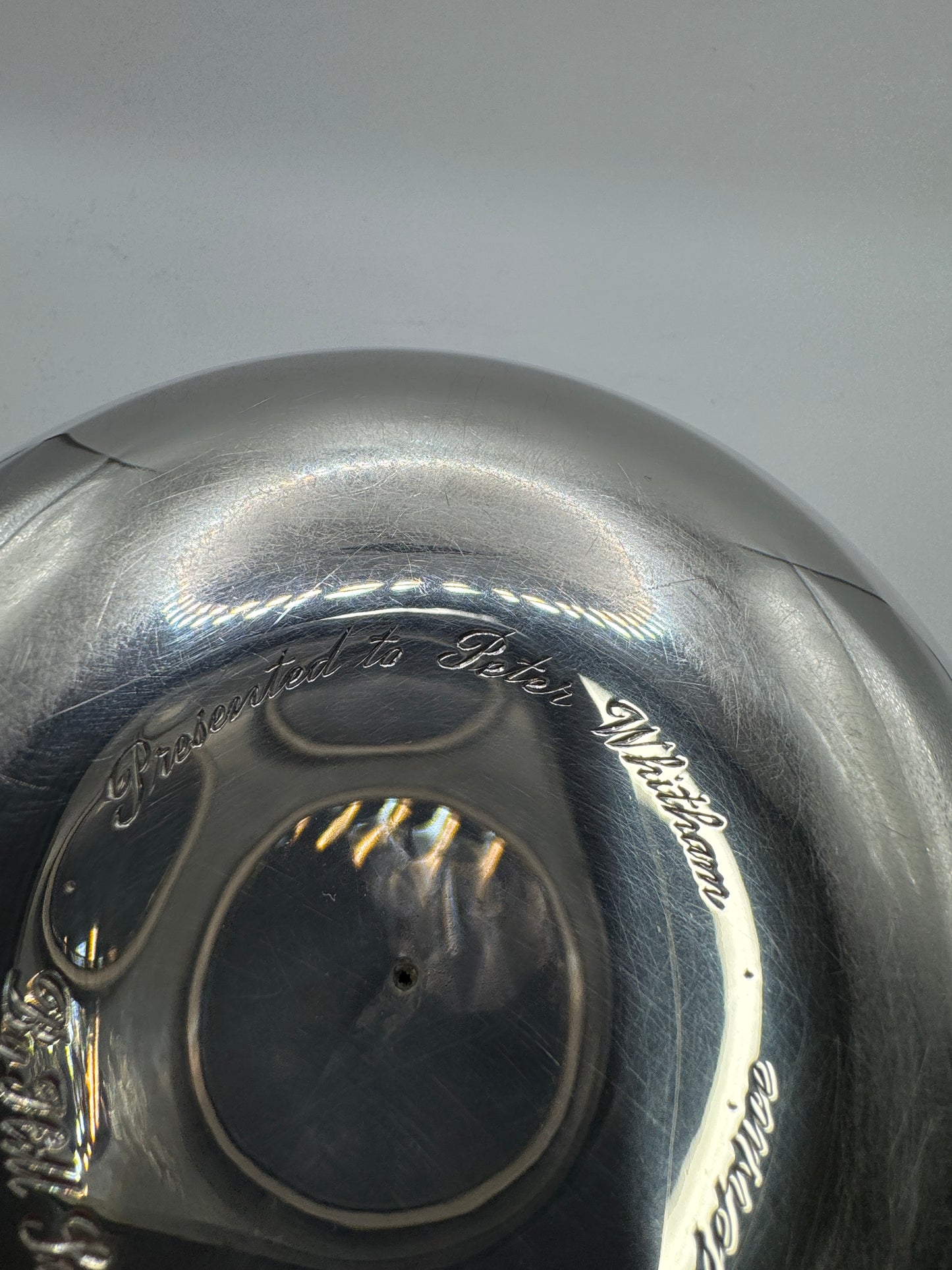 Brutalist Solid Silver Rose Bowl by Christopher Lawrence – London 1973, Hallmarked, Silver Gilt Centre