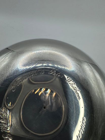 Brutalist Solid Silver Rose Bowl by Christopher Lawrence – London 1973, Hallmarked, Silver Gilt Centre