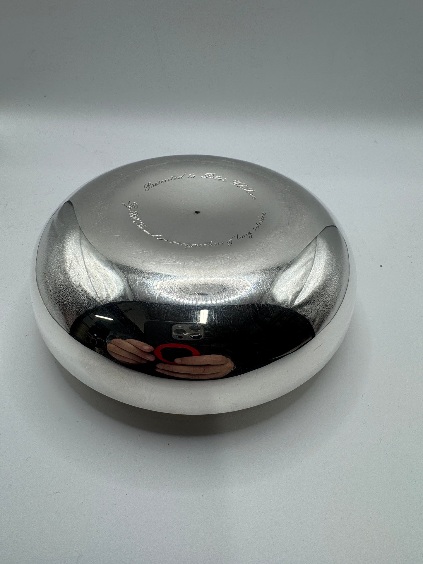 Brutalist Solid Silver Rose Bowl by Christopher Lawrence – London 1973, Hallmarked, Silver Gilt Centre