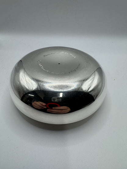 Brutalist Solid Silver Rose Bowl by Christopher Lawrence – London 1973, Hallmarked, Silver Gilt Centre