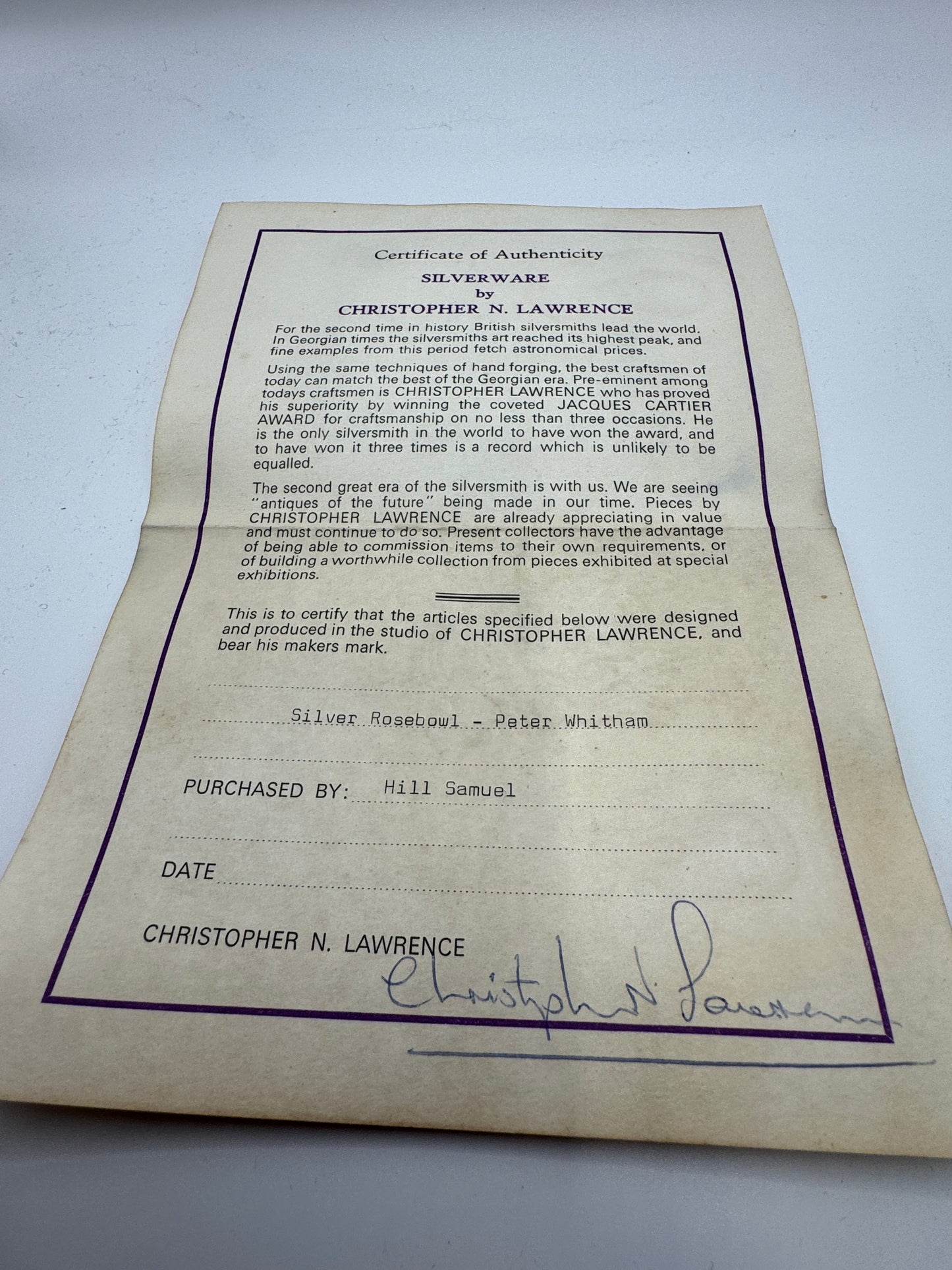 Brutalist Solid Silver Rose Bowl by Christopher Lawrence – London 1973, Hallmarked, Silver Gilt Centre