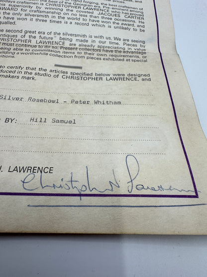 Brutalist Solid Silver Rose Bowl by Christopher Lawrence – London 1973, Hallmarked, Silver Gilt Centre