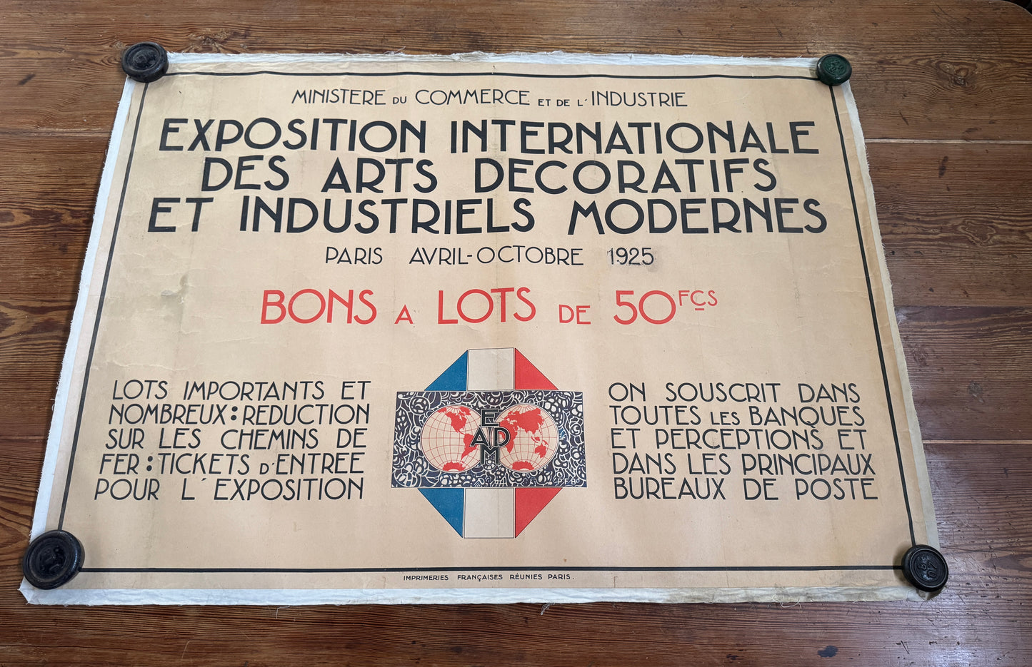 Original 1925 Art Deco Exhibition Poster – Exposition Internationale des Arts Décoratifs, Paris