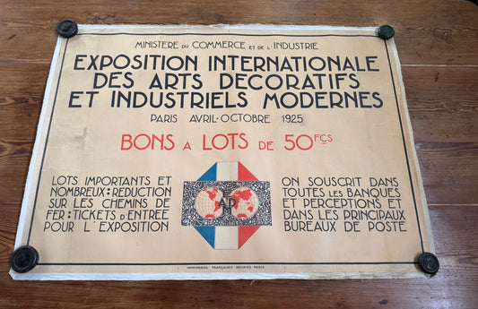 Original 1925 Art Deco Exhibition Poster – Exposition Internationale des Arts Décoratifs, Paris