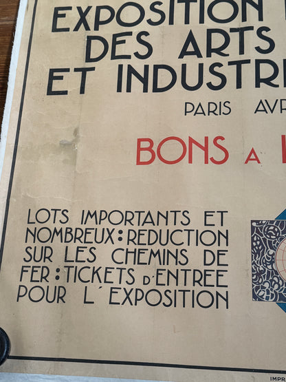 Original 1925 Art Deco Exhibition Poster – Exposition Internationale des Arts Décoratifs, Paris