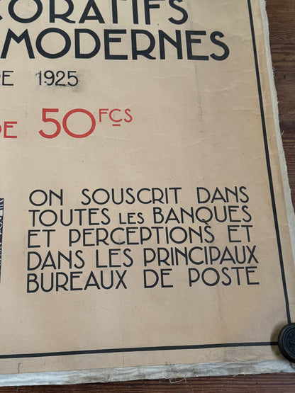 Original 1925 Art Deco Exhibition Poster – Exposition Internationale des Arts Décoratifs, Paris