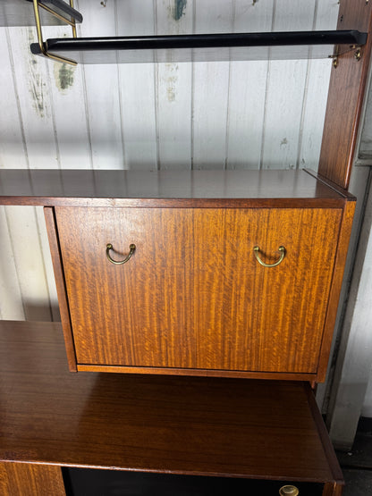 Vintage 1960s G-Plan Librenza Room Divider – Mid-Century Walnut Shelving Unit with Brass Handles
