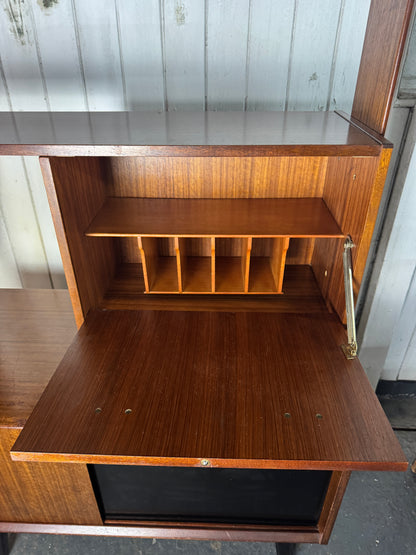 Vintage 1960s G-Plan Librenza Room Divider – Mid-Century Walnut Shelving Unit with Brass Handles