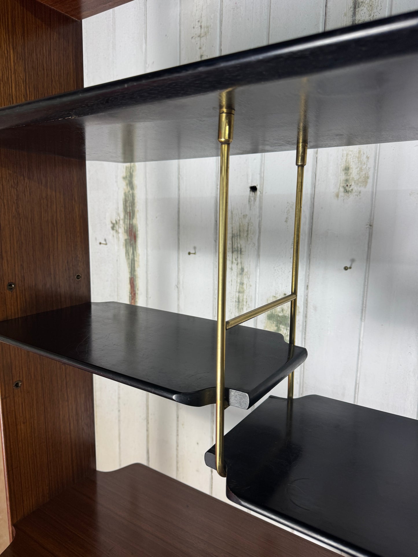 Vintage 1960s G-Plan Librenza Room Divider – Mid-Century Walnut Shelving Unit with Brass Handles