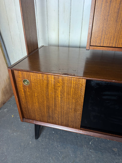 Vintage 1960s G-Plan Librenza Room Divider – Mid-Century Walnut Shelving Unit with Brass Handles