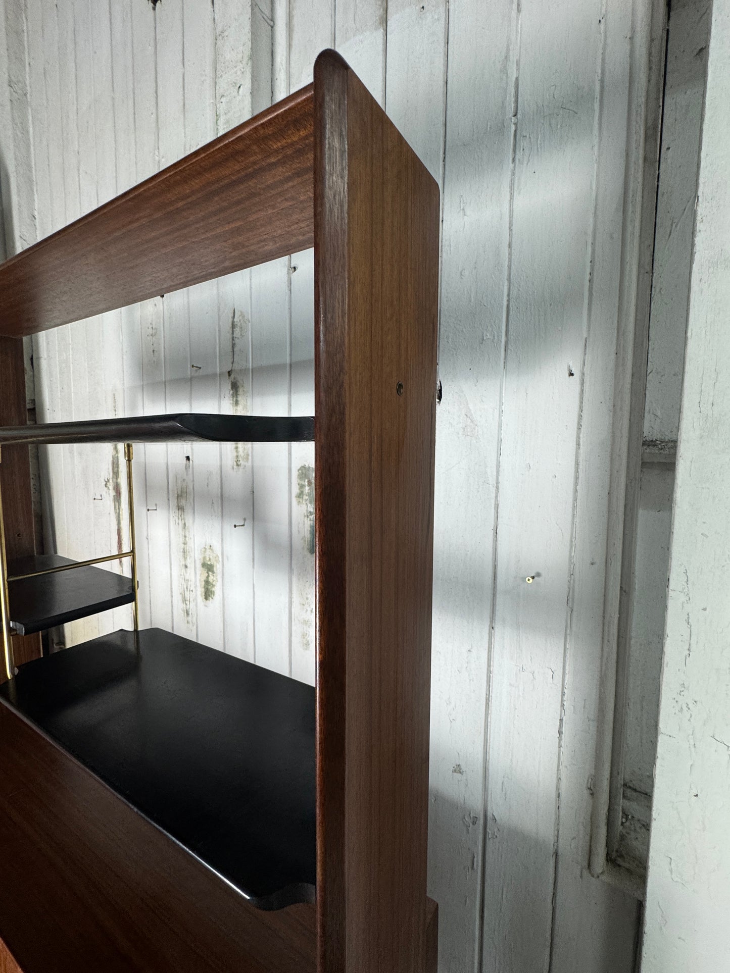 Vintage 1960s G-Plan Librenza Room Divider – Mid-Century Walnut Shelving Unit with Brass Handles