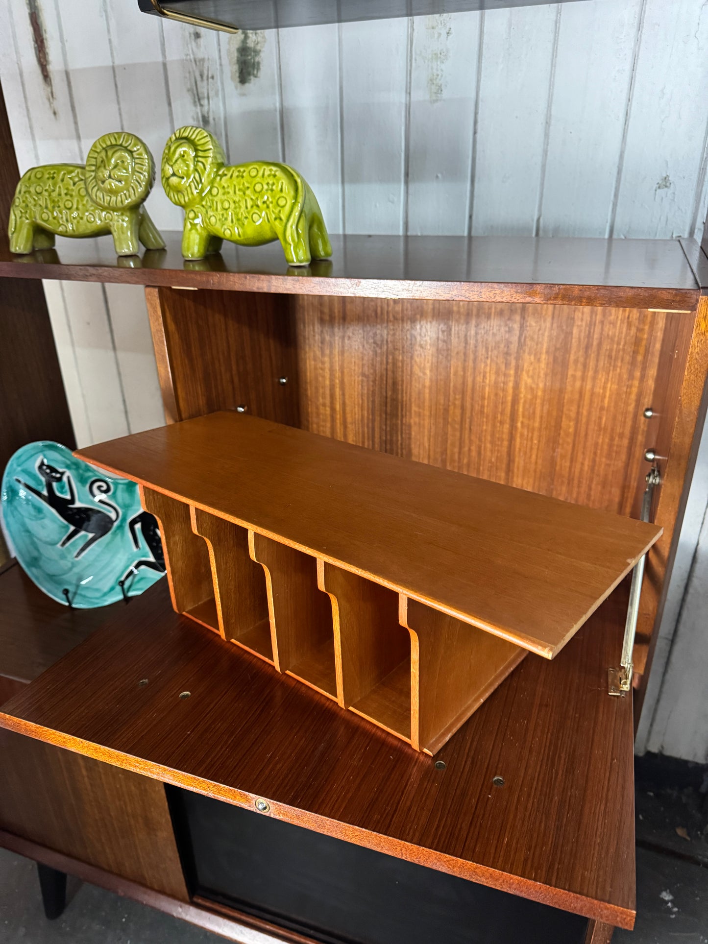 Vintage 1960s G-Plan Librenza Room Divider – Mid-Century Walnut Shelving Unit with Brass Handles