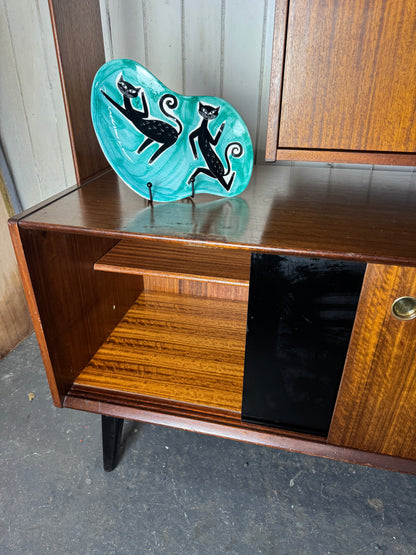Vintage 1960s G-Plan Librenza Room Divider – Mid-Century Walnut Shelving Unit with Brass Handles