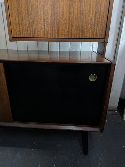 Vintage 1960s G-Plan Librenza Room Divider – Mid-Century Walnut Shelving Unit with Brass Handles