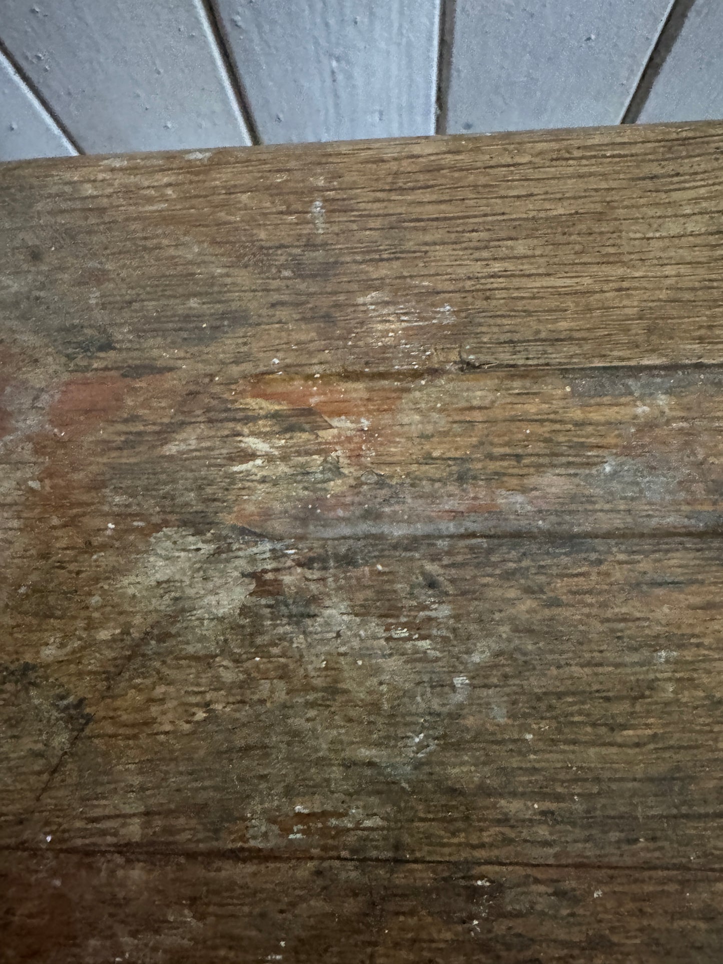 Vintage French Industrial School Desk | Original Patina | Green Metal Legs & Solid Wood Top