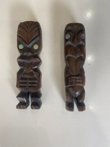 Pair of Hand Carved TIKI Wooden Figures