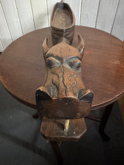 Vintage Hand-Carved Wooden Incense Holder – Rustic Artisan Burner