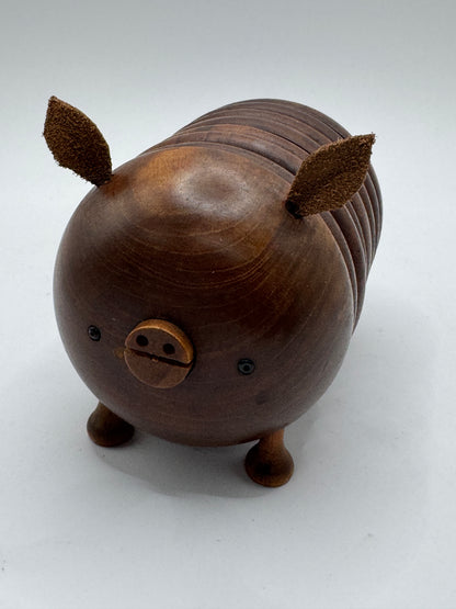 Rare Danish Teak Pig Coaster Set – Transforming Pig by Ernst Henriksen, Made in Denmark